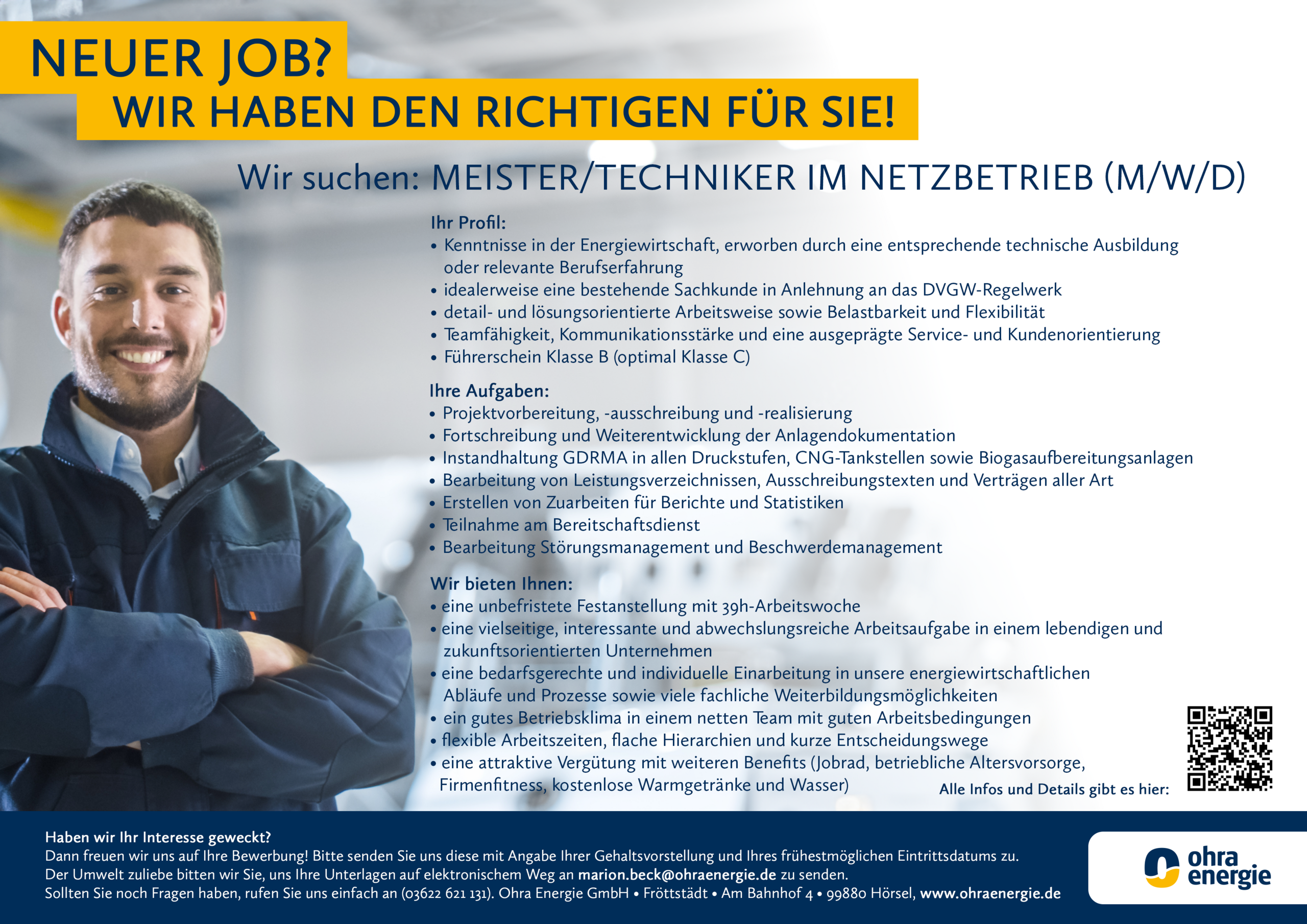 Stellenanzeige Meister/Techniker im Netzbetrieb